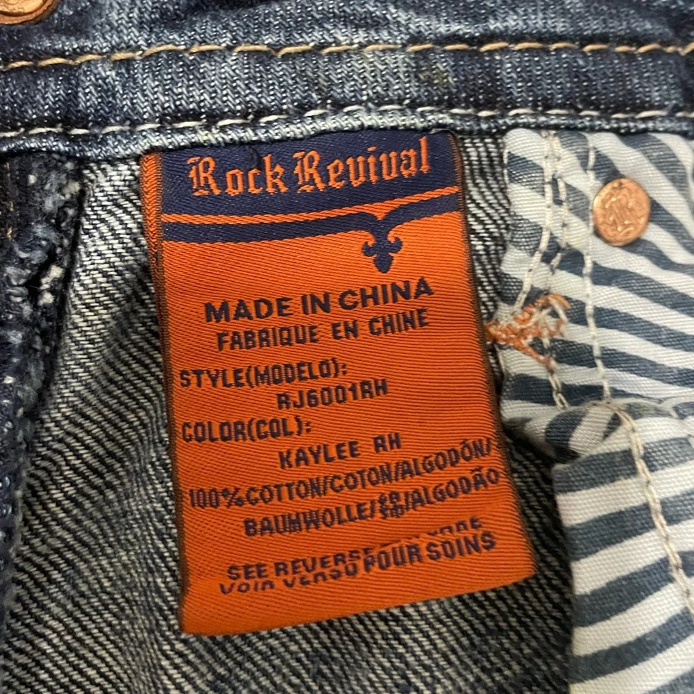Rock Revival Blue Jean Shorts Distressed Mid-Thigh